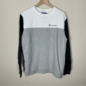 Champion Crew Neck Color Block Pullover Sweatshirt